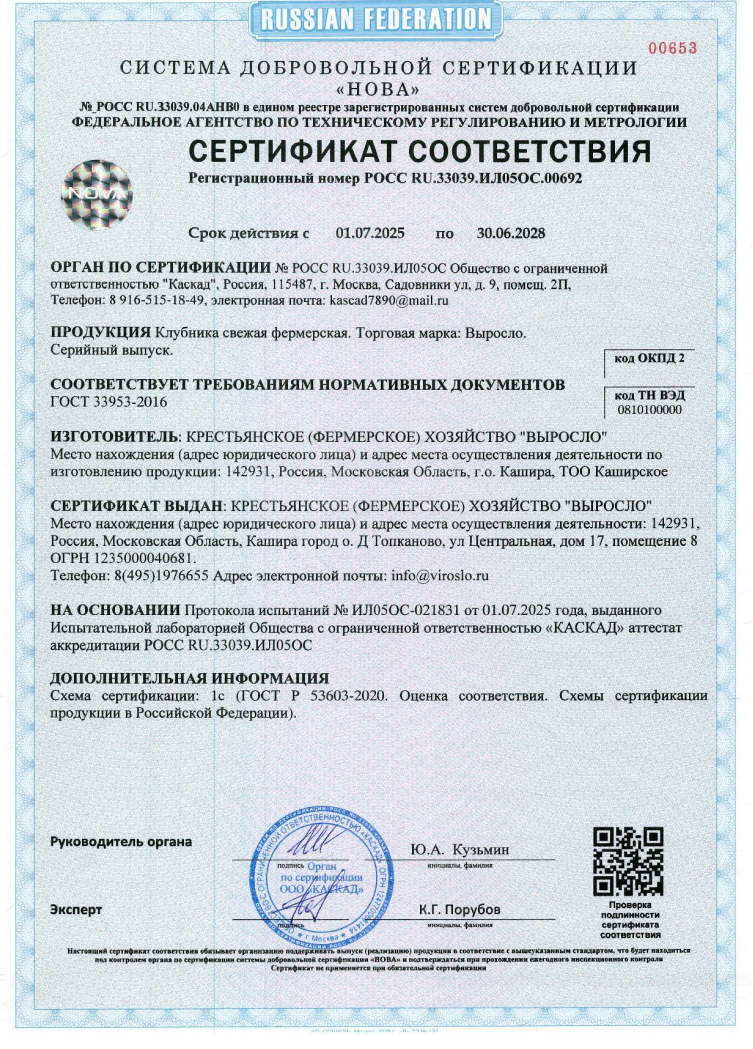 Сертификат соответствия